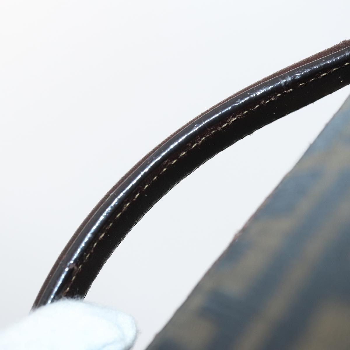 FENDI Zucca Canvas Carry Case Black Brown Auth yk19369