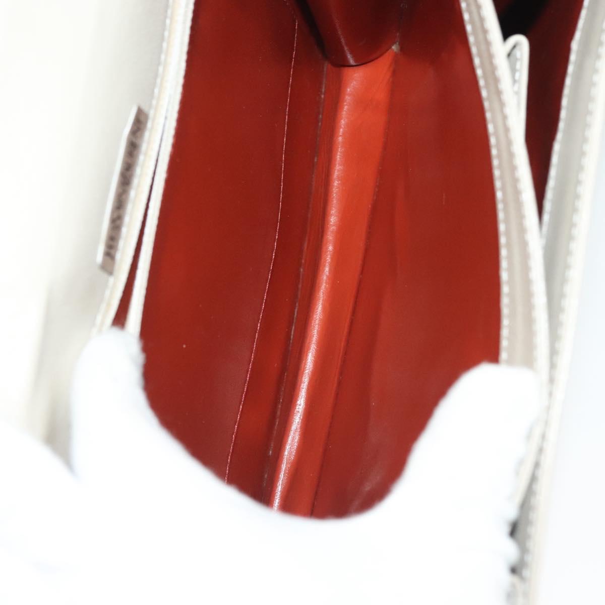 SAINT LAURENT Shoulder Bag Leather White Silver Auth yk19372