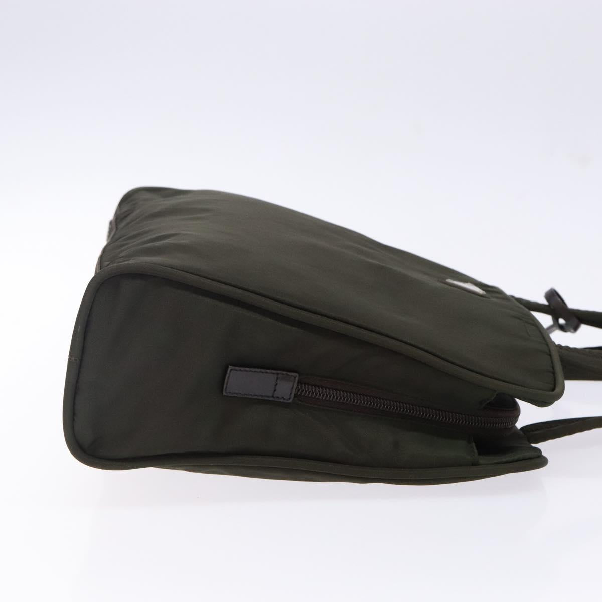 PRADA Hand Bag Nylon Silver Khaki Auth yk19373