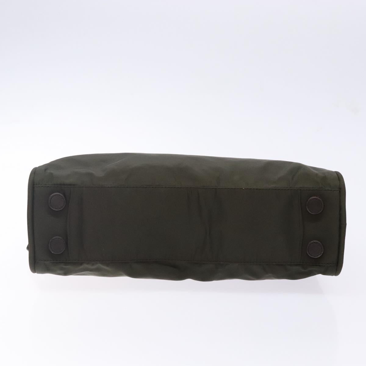 PRADA Hand Bag Nylon Silver Khaki Auth yk19373