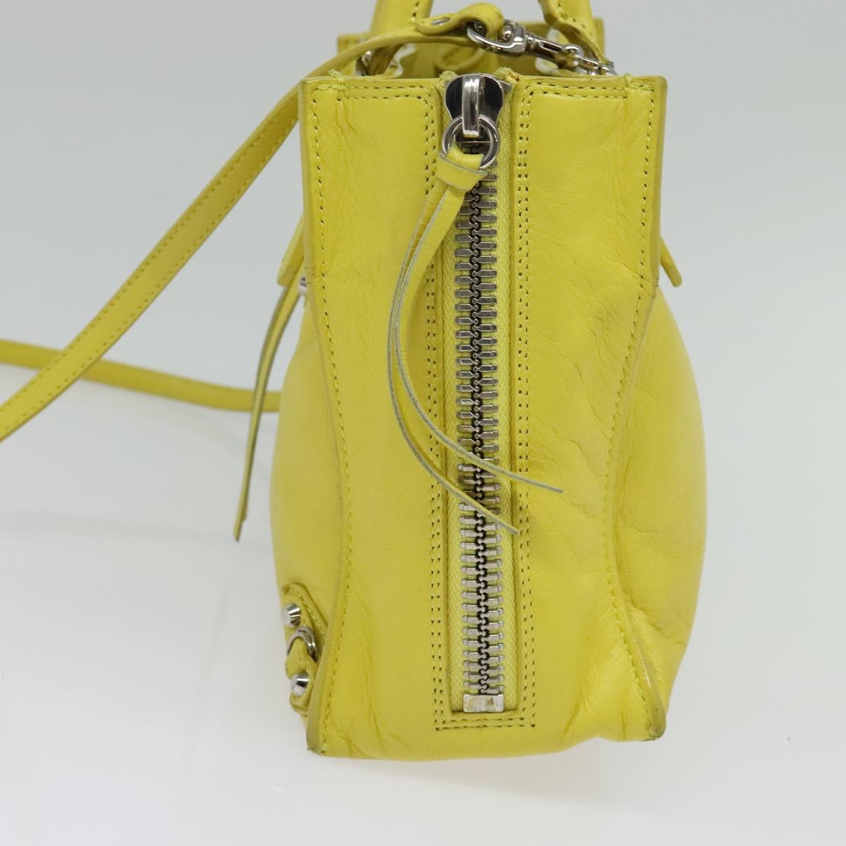 BALENCIAGA Paper Mini Hand Bag Leather 2way Yellow Silver 357333 Auth yk19376