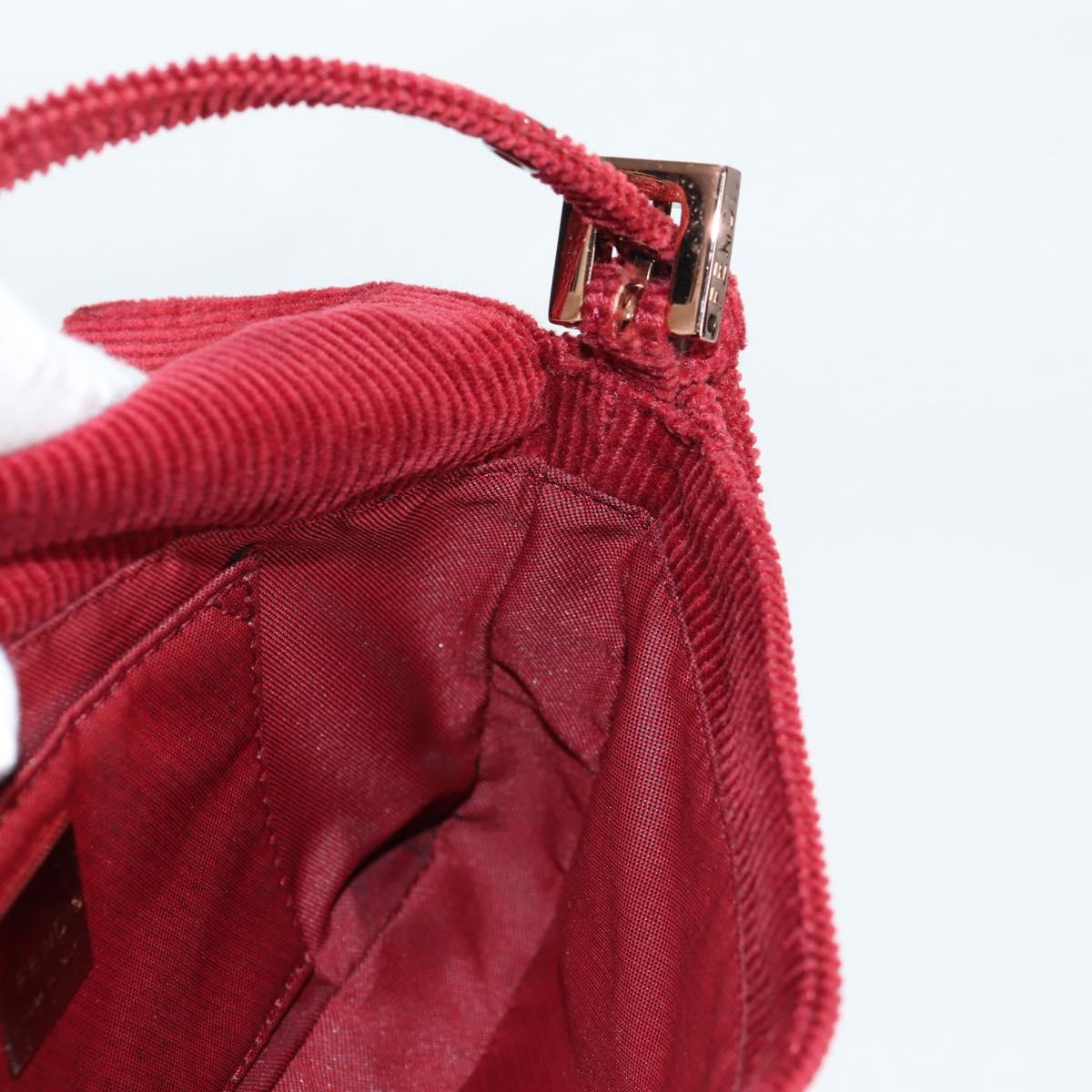 FENDI Mini Mamma Baguette Hand Bag Corduroy Red Auth yk19405V