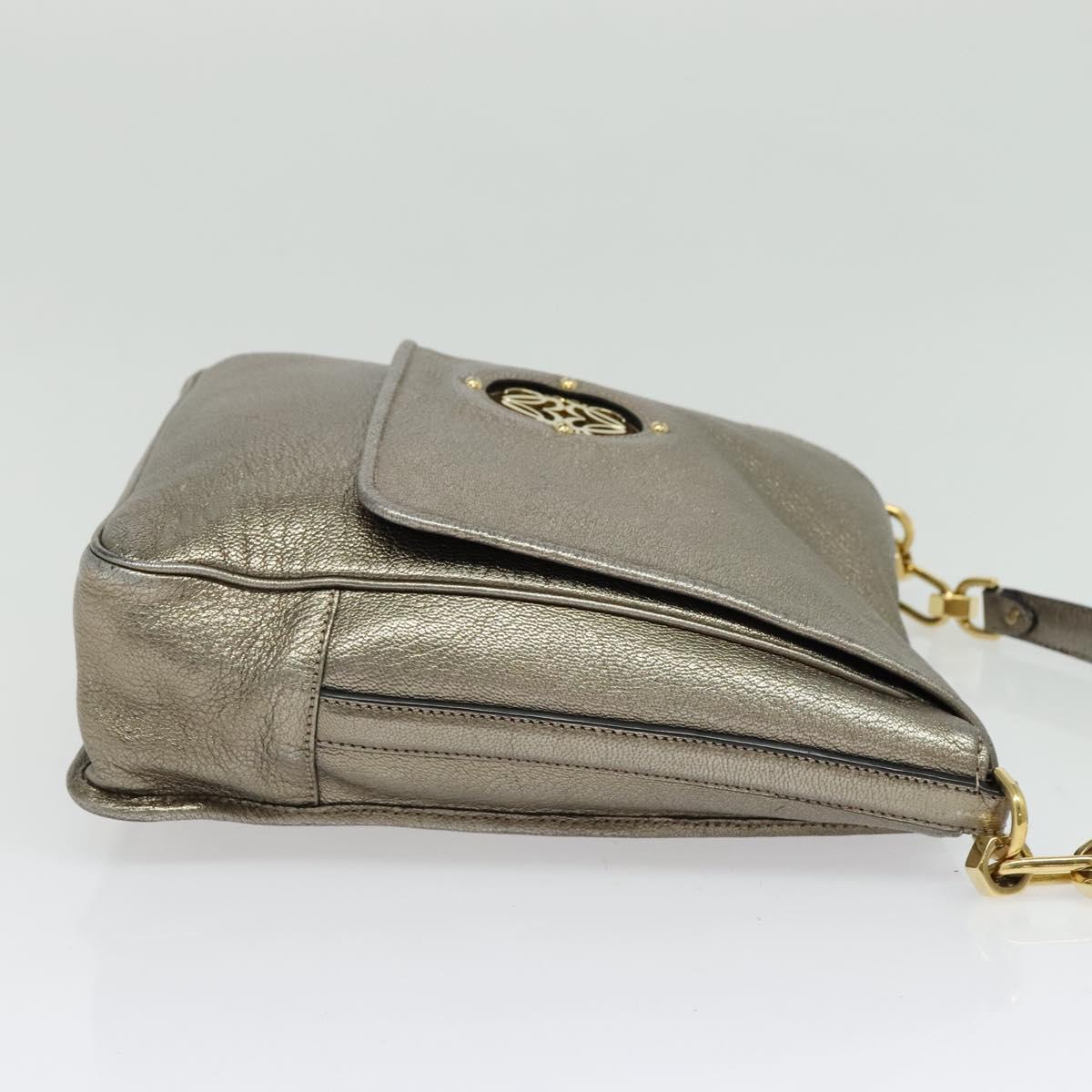 LOEWE Anagram Shoulder Bag Leather Gold Tone Gold Auth yk19406