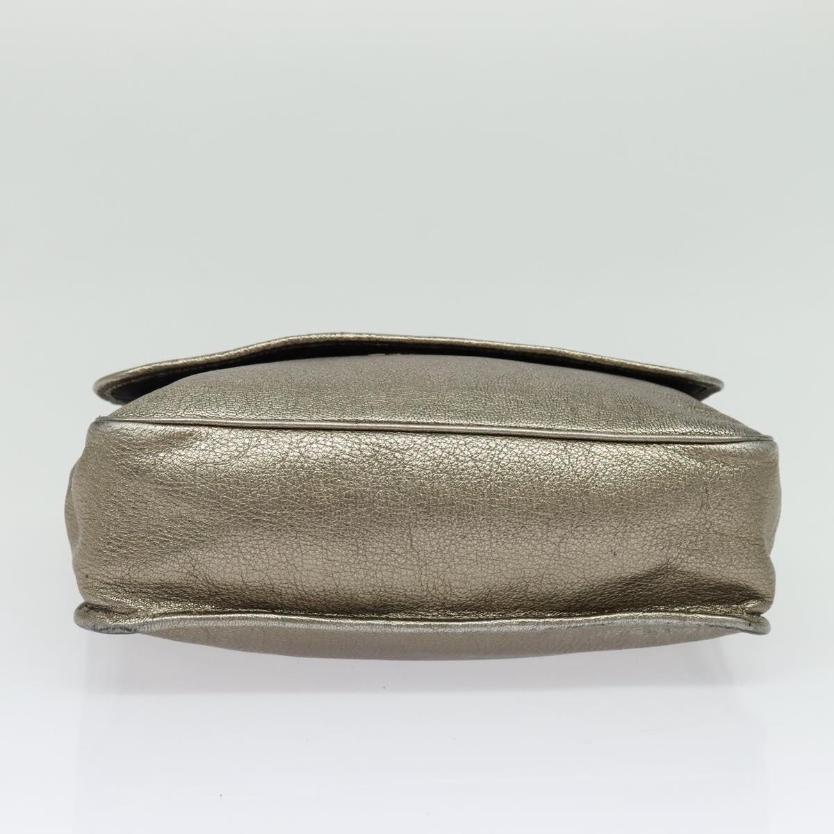 LOEWE Anagram Shoulder Bag Leather Gold Tone Gold Auth yk19406
