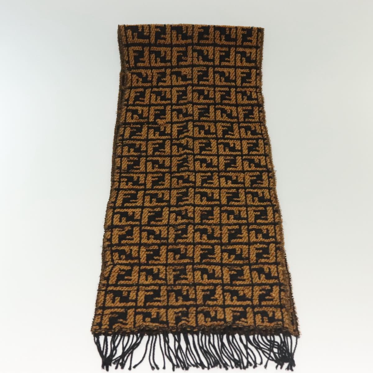 FENDI Zucca Canvas Scarf Brown Auth yk19407