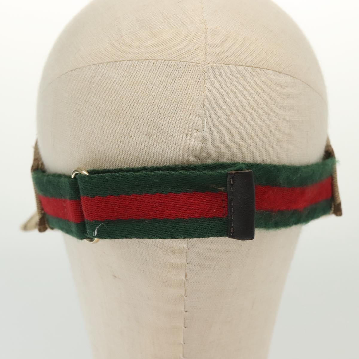 GUCCI GG Canvas Web Sherry Line Sun Visor S Beige Red Green Auth yk19410
