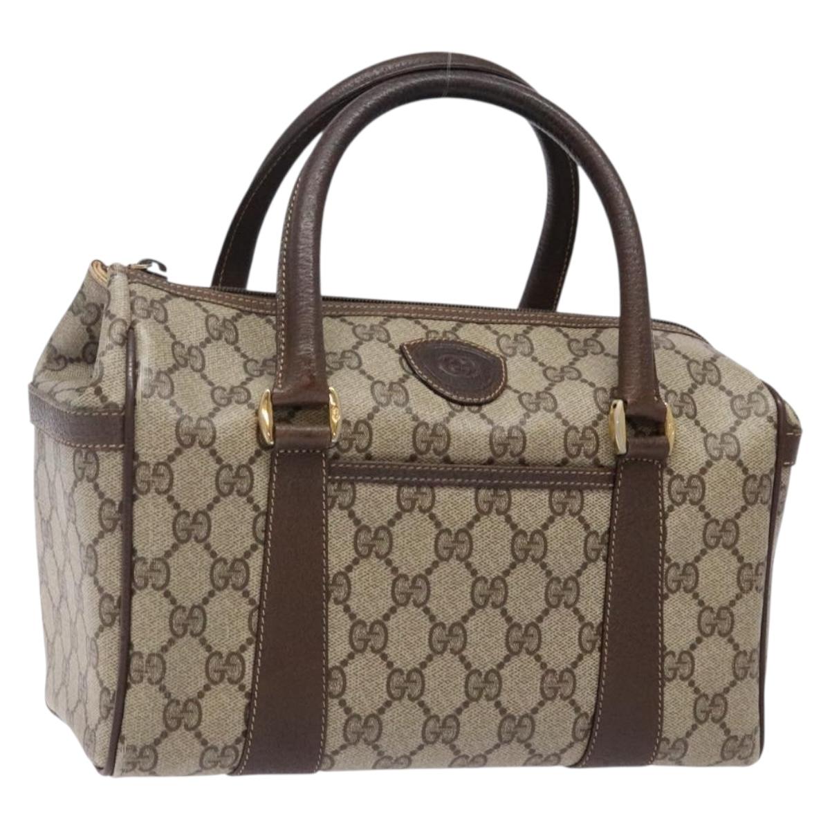 GUCCI GG Supreme Hand Bag PVC Beige Gold 000 40 0207 Auth yk19417