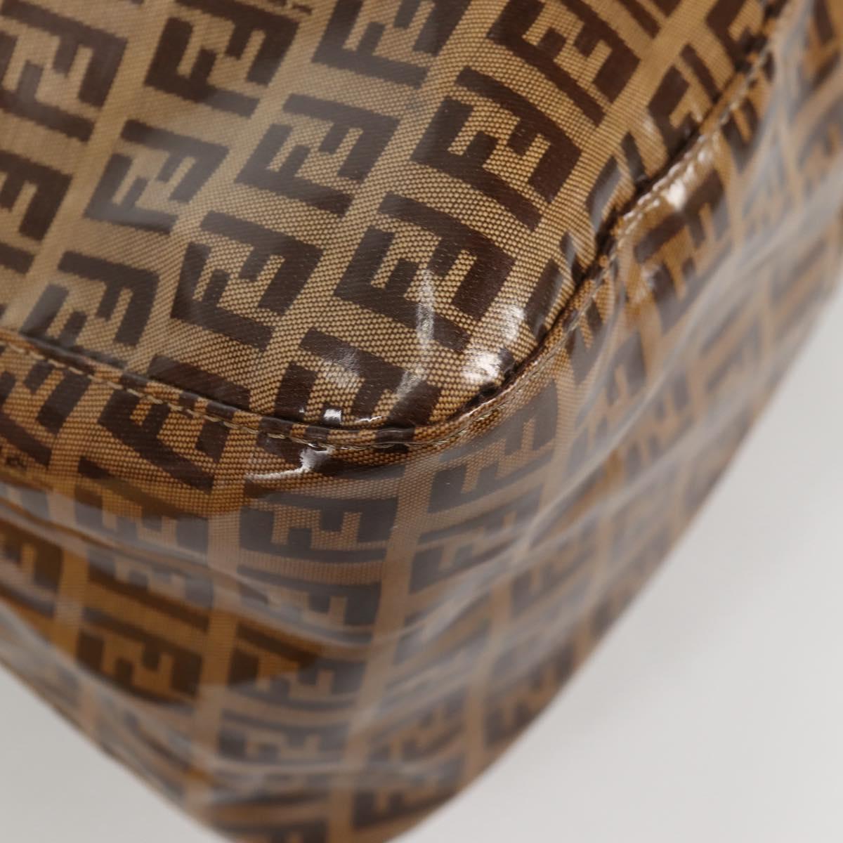 FENDI Zucchino Canvas Mamma Baguette Shoulder Bag Beige Gold Auth yk19418V