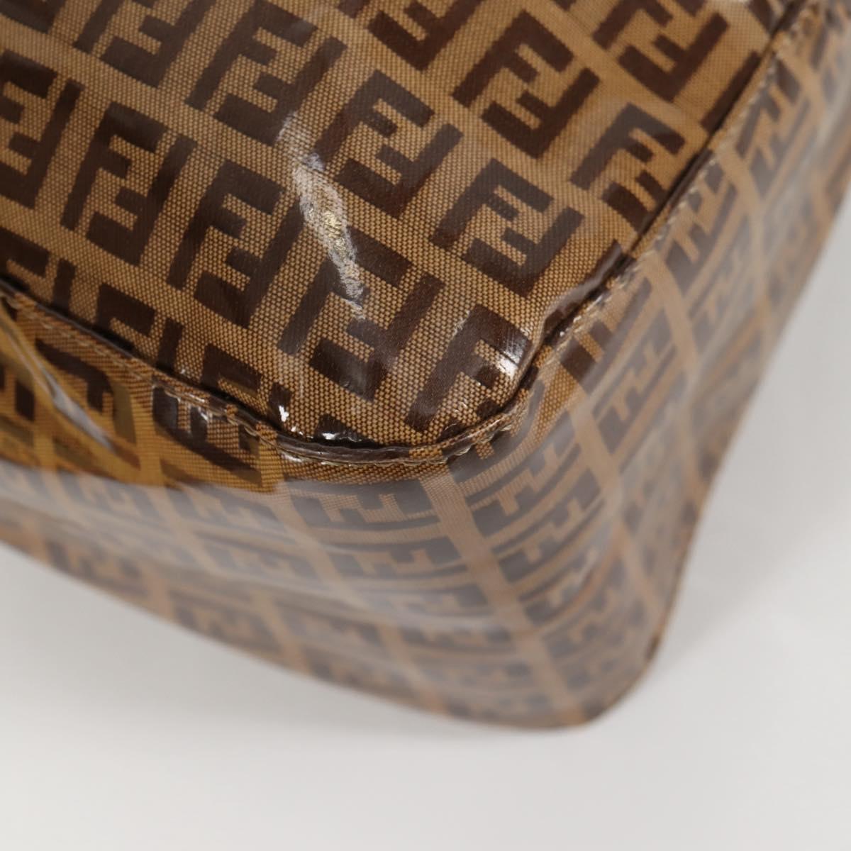 FENDI Zucchino Canvas Mamma Baguette Shoulder Bag Beige Gold Auth yk19418V