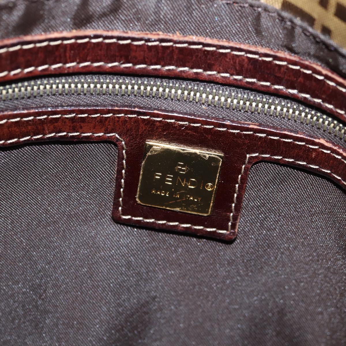 FENDI Zucchino Canvas Mamma Baguette Shoulder Bag Beige Gold Auth yk19418V