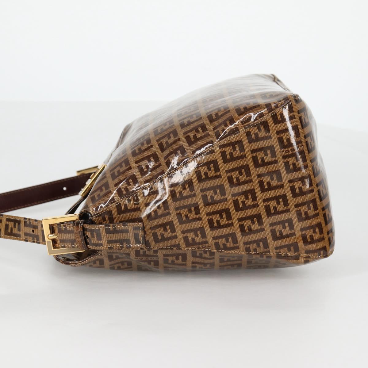 FENDI Zucchino Canvas Mamma Baguette Shoulder Bag Beige Gold Auth yk19418V