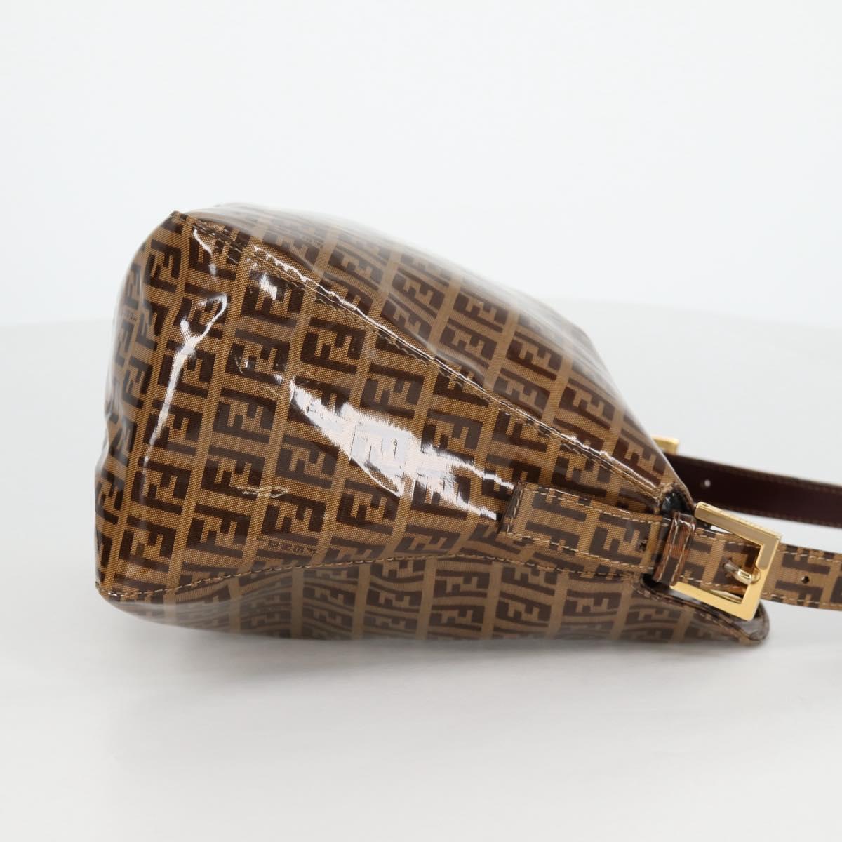 FENDI Zucchino Canvas Mamma Baguette Shoulder Bag Beige Gold Auth yk19418V
