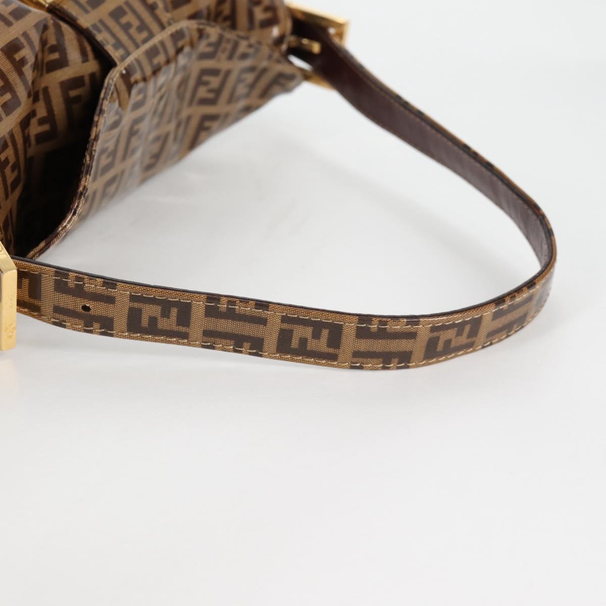 FENDI Zucchino Canvas Mamma Baguette Shoulder Bag Beige Gold Auth yk19418V