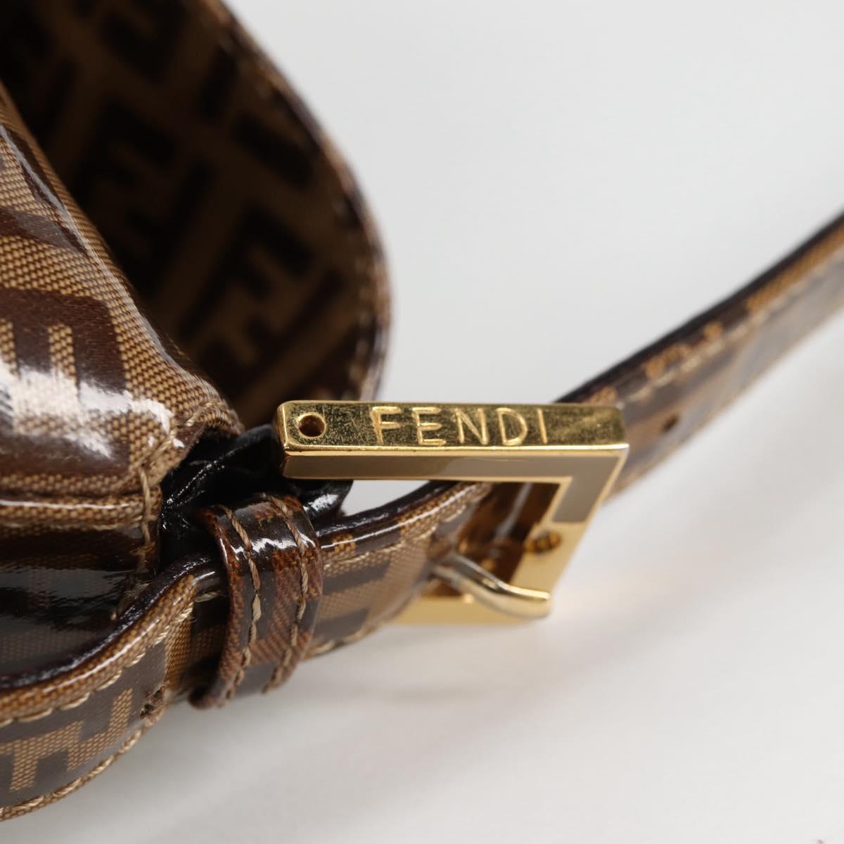 FENDI Zucchino Canvas Mamma Baguette Shoulder Bag Beige Gold Auth yk19418V