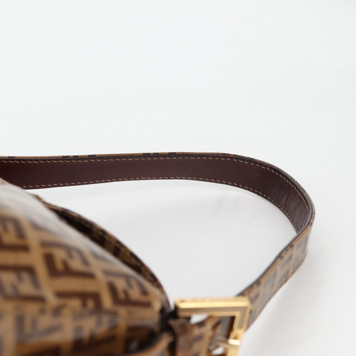 FENDI Zucchino Canvas Mamma Baguette Shoulder Bag Beige Gold Auth yk19418V