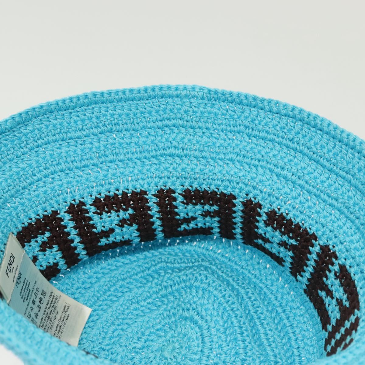 FENDI Zucca Canvas Hat Cotton Blue Auth yk19421M