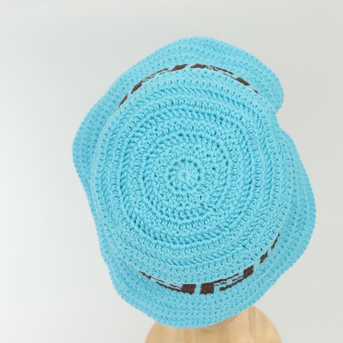 FENDI Zucca Canvas Hat Cotton Blue Auth yk19421M