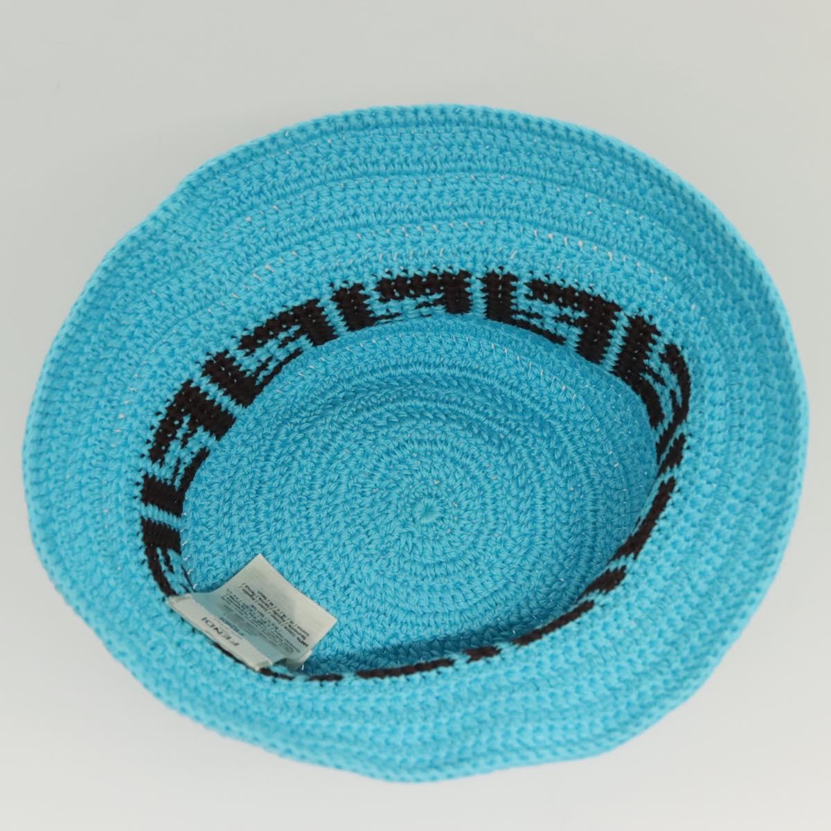 FENDI Zucca Canvas Hat Cotton Blue Auth yk19421M