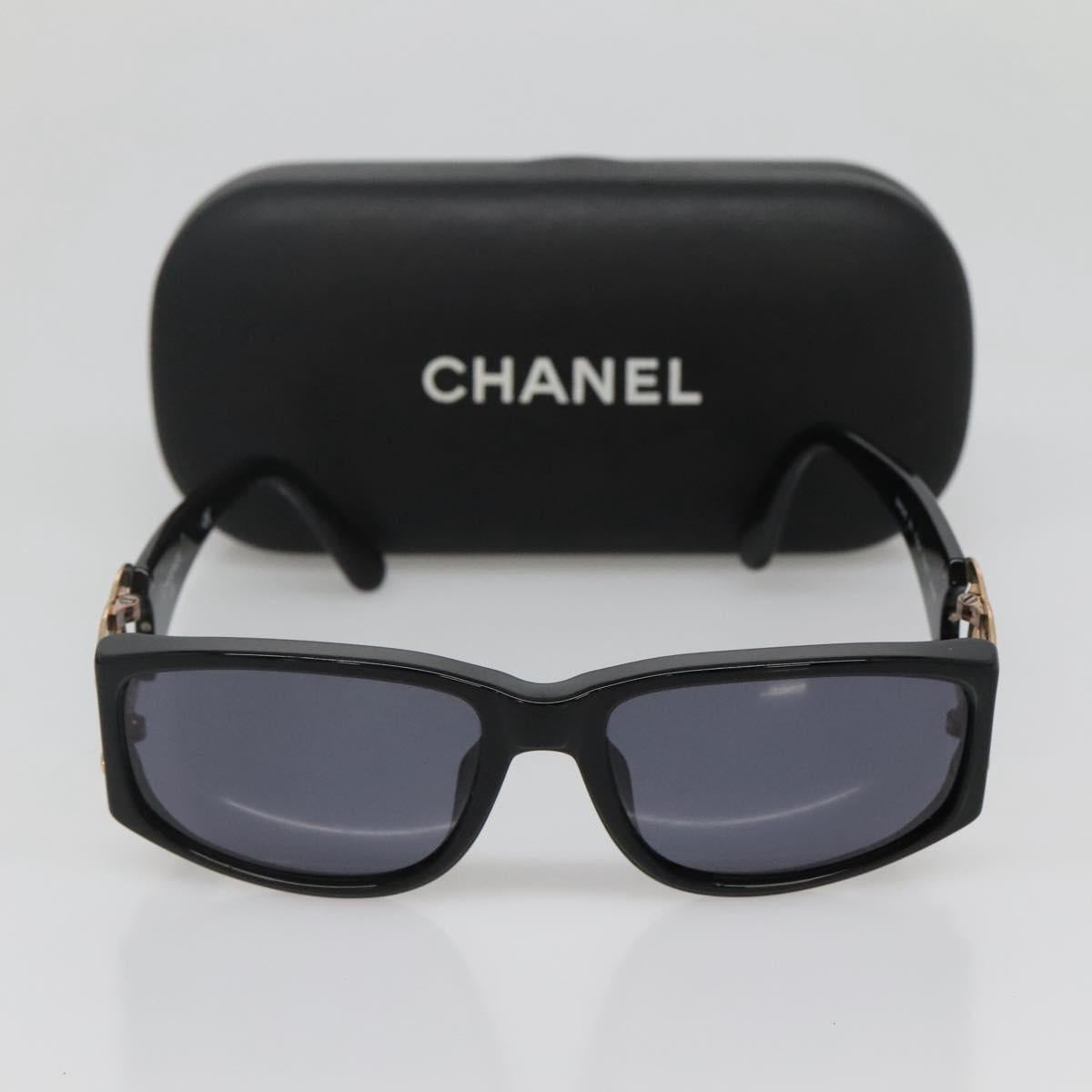 CHANEL Sunglasses plastic Black CC Auth yk19428