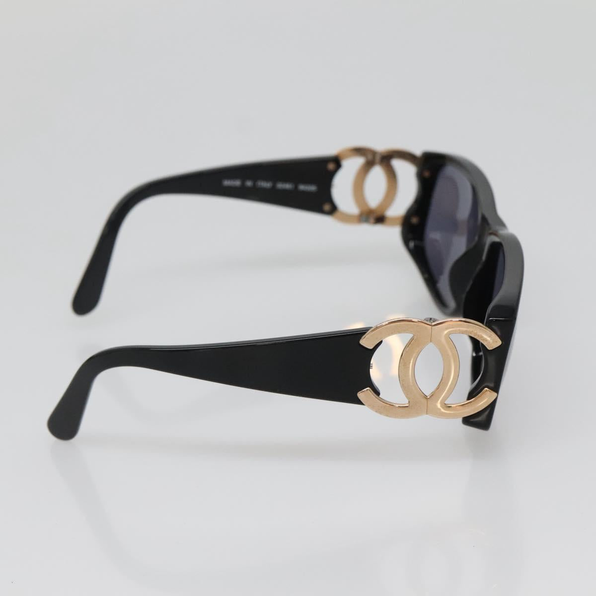 CHANEL Sunglasses plastic Black CC Auth yk19428