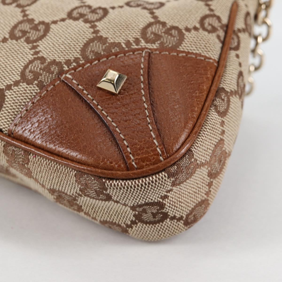 GUCCI GG Canvas Chain Accessory Pouch Beige Gold 120940 Auth yk19441V