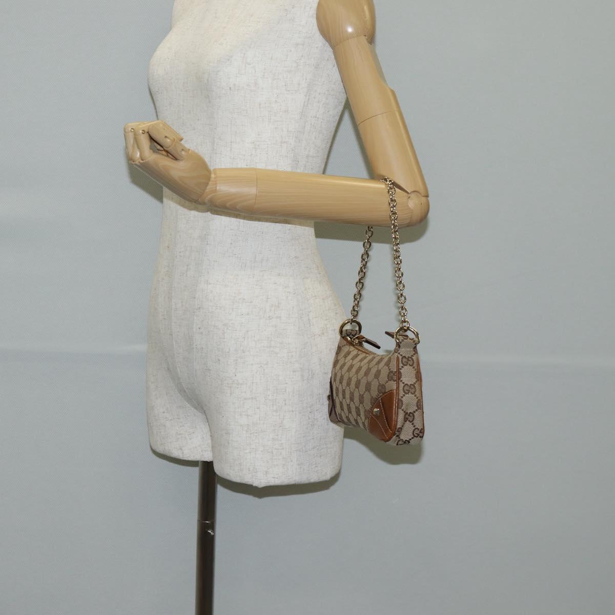 GUCCI GG Canvas Chain Accessory Pouch Beige Gold 120940 Auth yk19441V