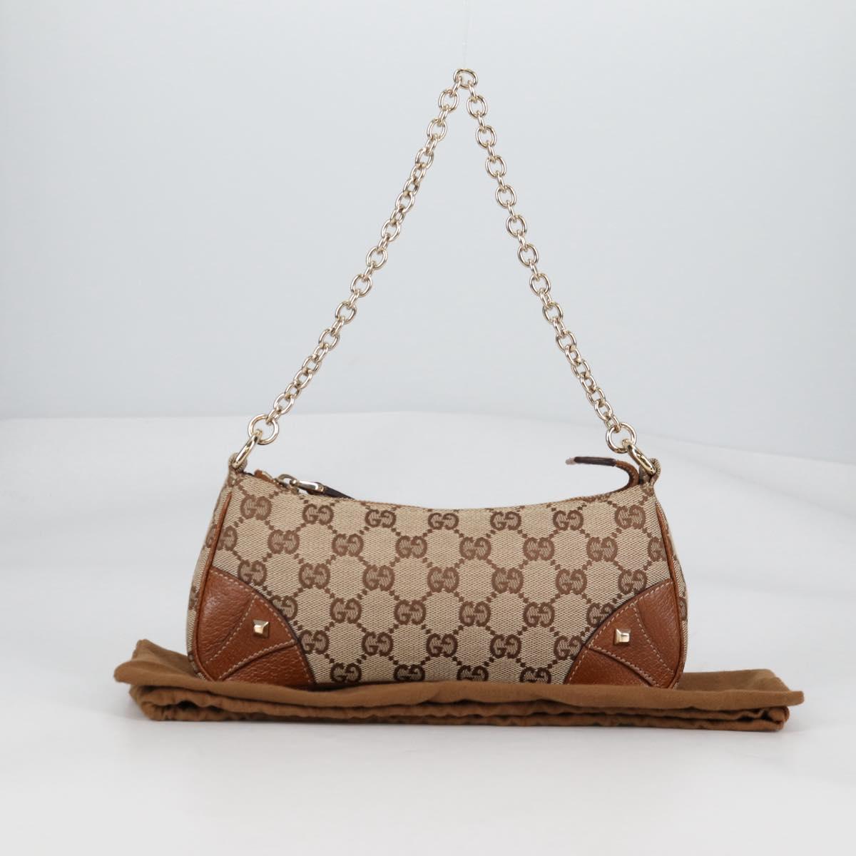 GUCCI GG Canvas Chain Accessory Pouch Beige Gold 120940 Auth yk19441V