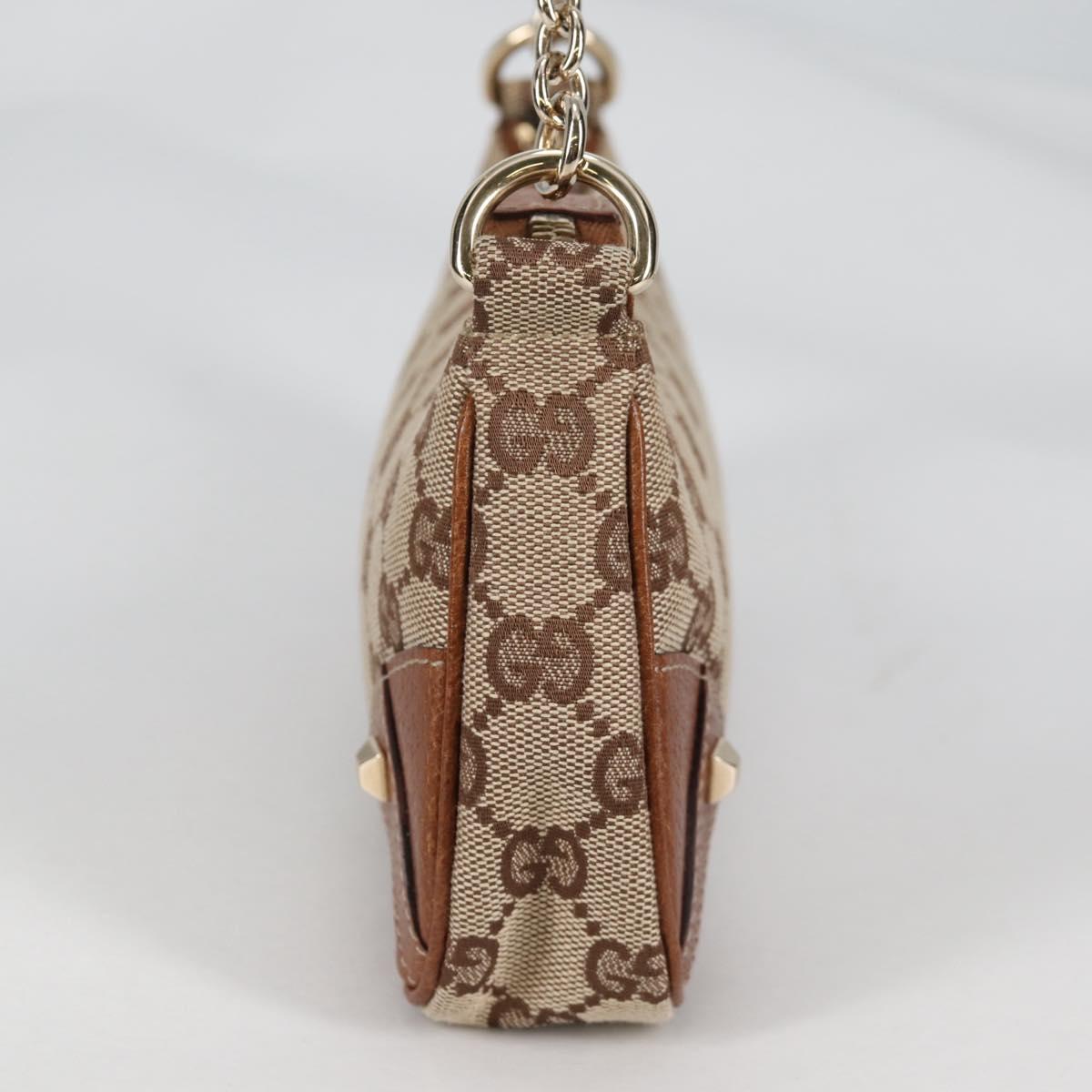 GUCCI GG Canvas Chain Accessory Pouch Beige Gold 120940 Auth yk19441V