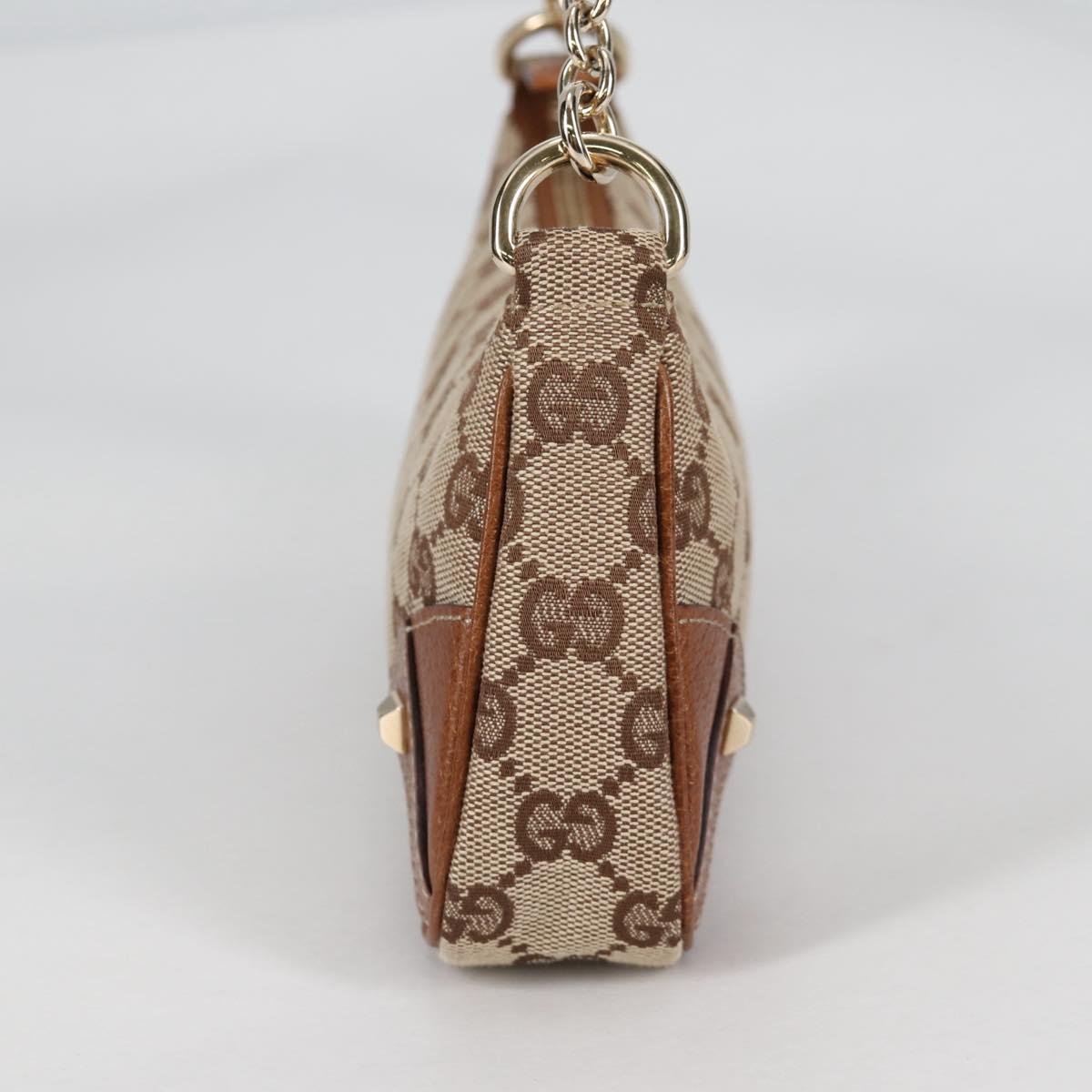 GUCCI GG Canvas Chain Accessory Pouch Beige Gold 120940 Auth yk19441V