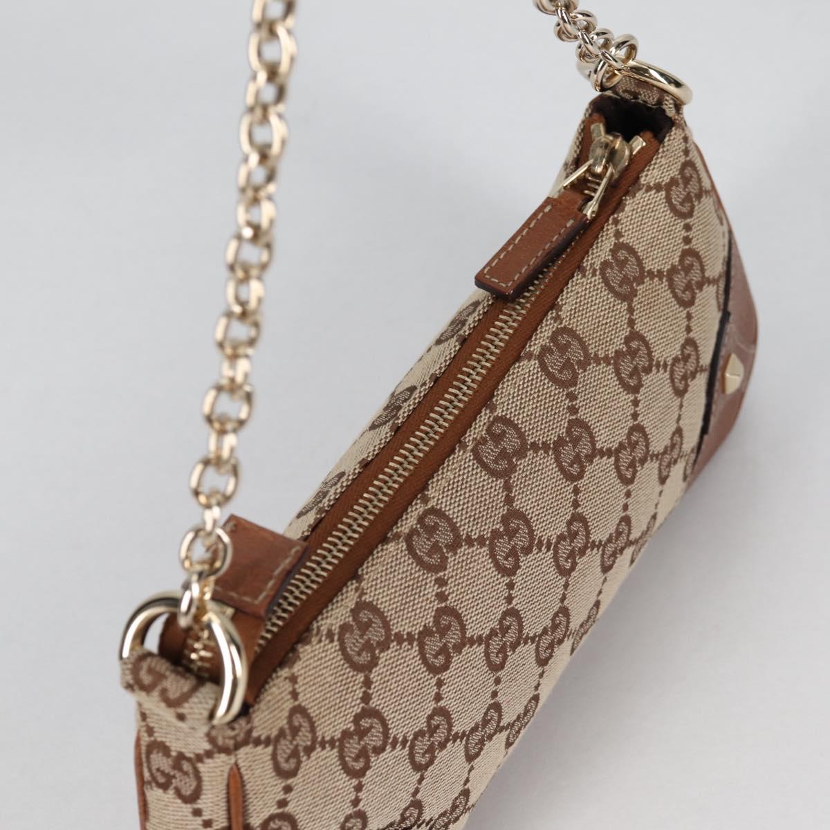 GUCCI GG Canvas Chain Accessory Pouch Beige Gold 120940 Auth yk19441V