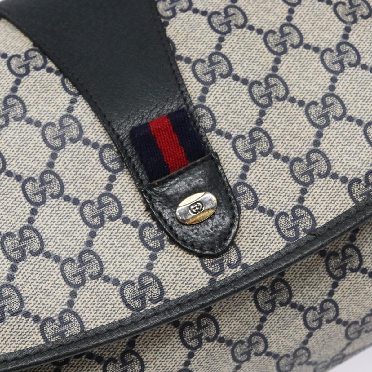 GUCCI GG Supreme Sherry Line Clutch Bag PVC Navy Gold 89 01 031 Auth yk19447