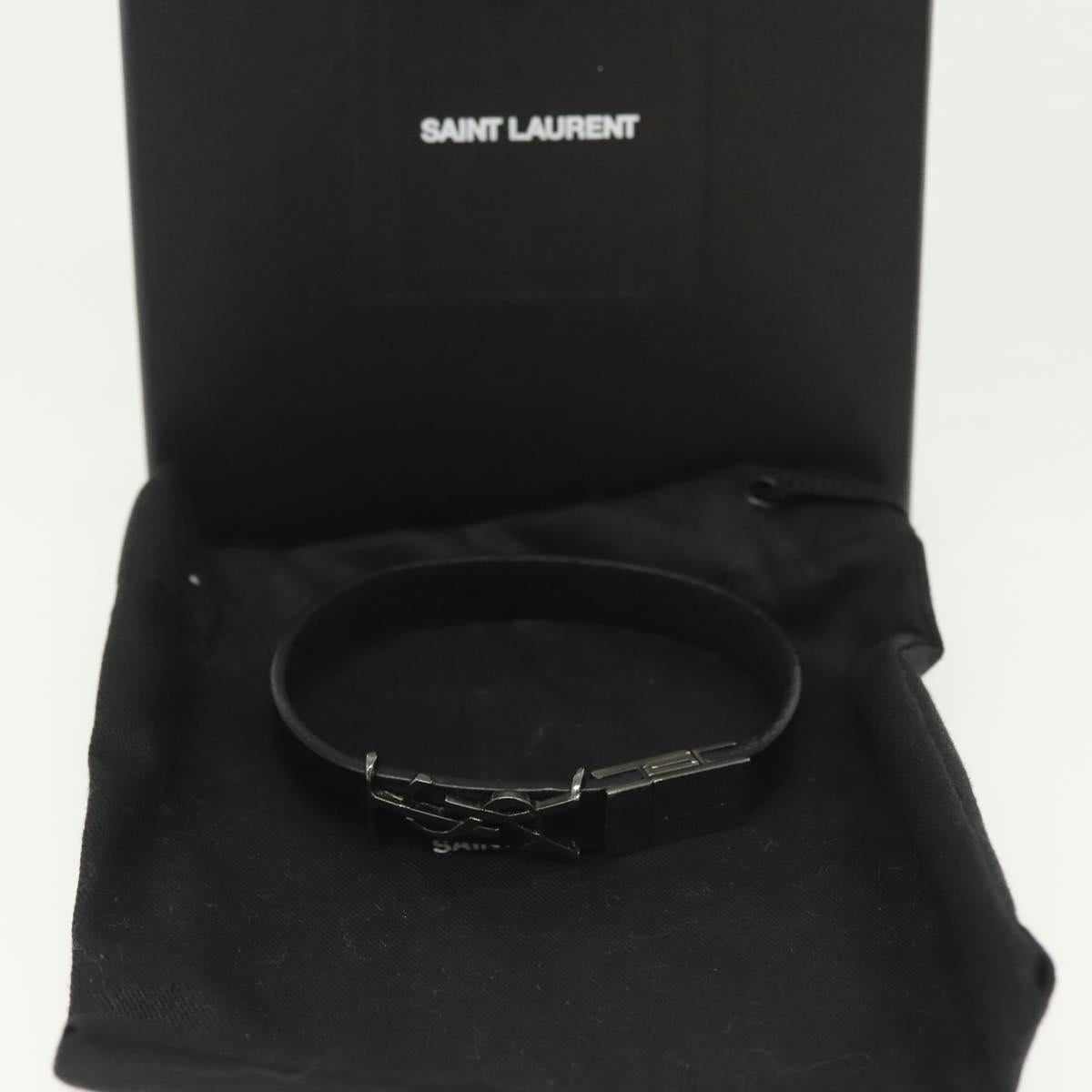 SAINT LAURENT Cassandra Bracelet metal Black Auth yk19459