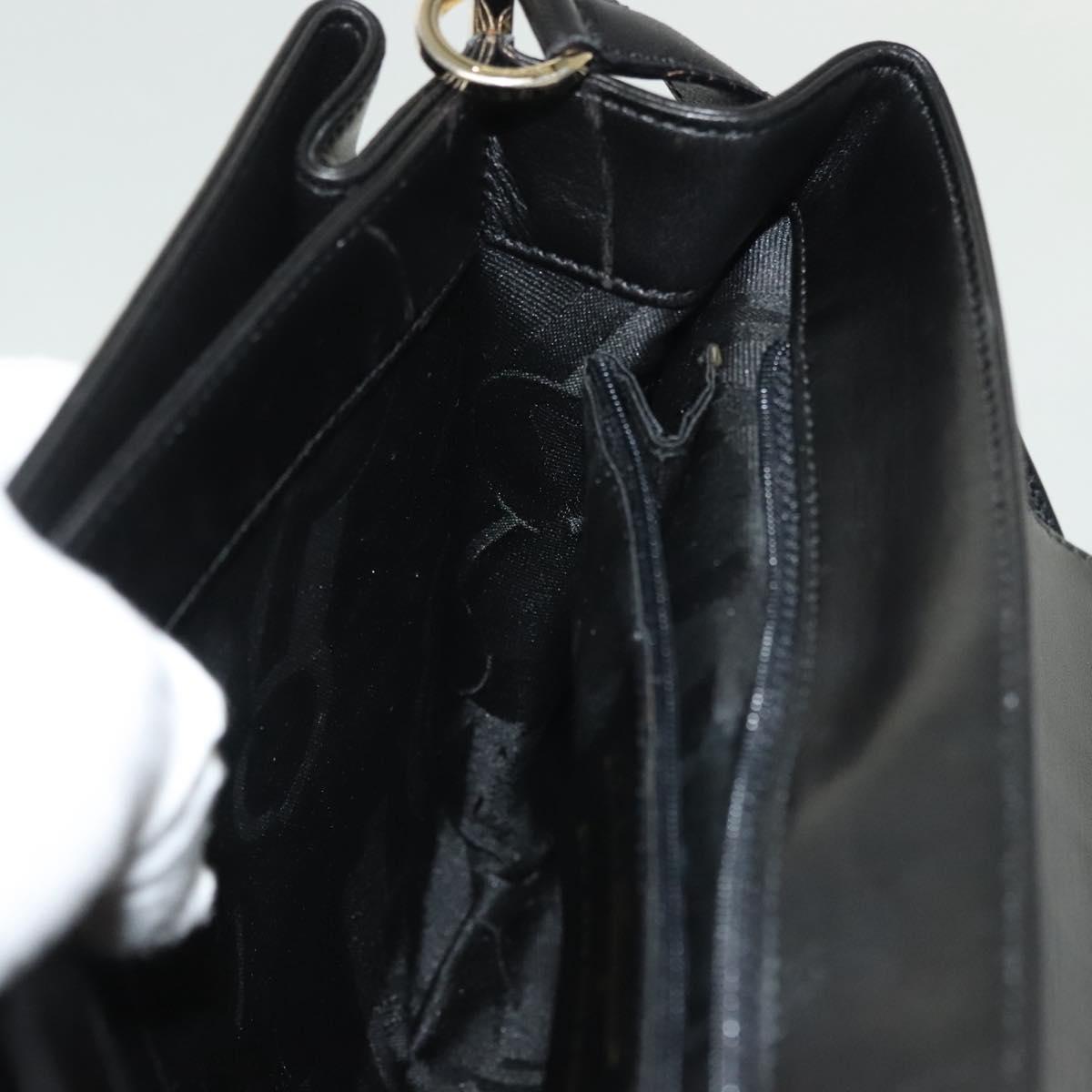 Salvatore Ferragamo Shoulder Bag Leather Black Gold Auth yk19470
