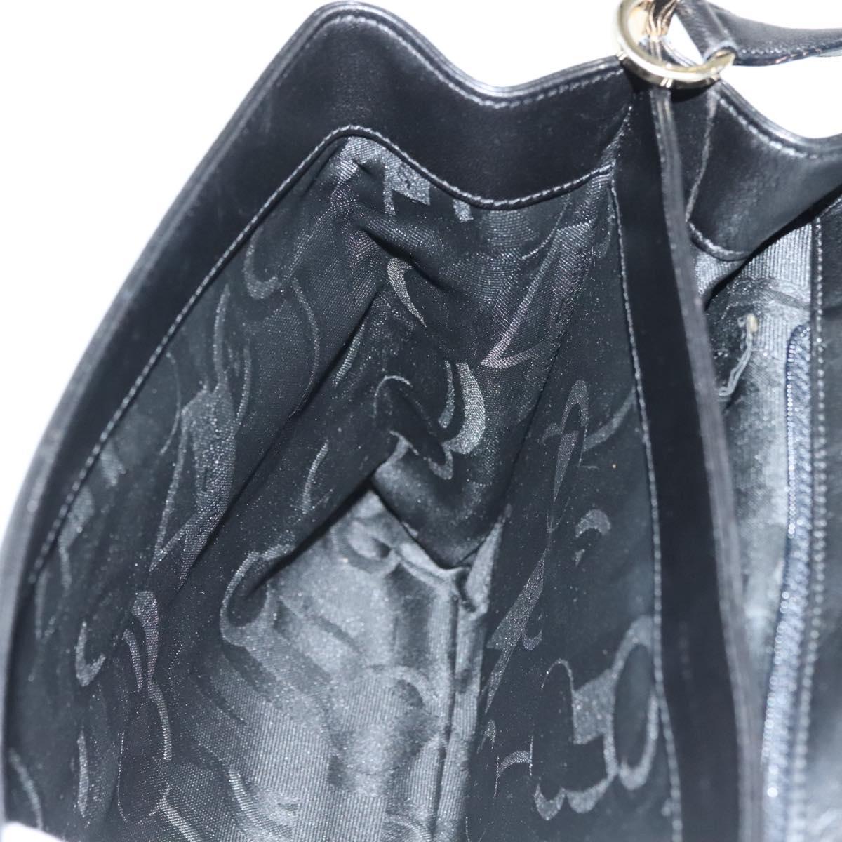 Salvatore Ferragamo Shoulder Bag Leather Black Gold Auth yk19470