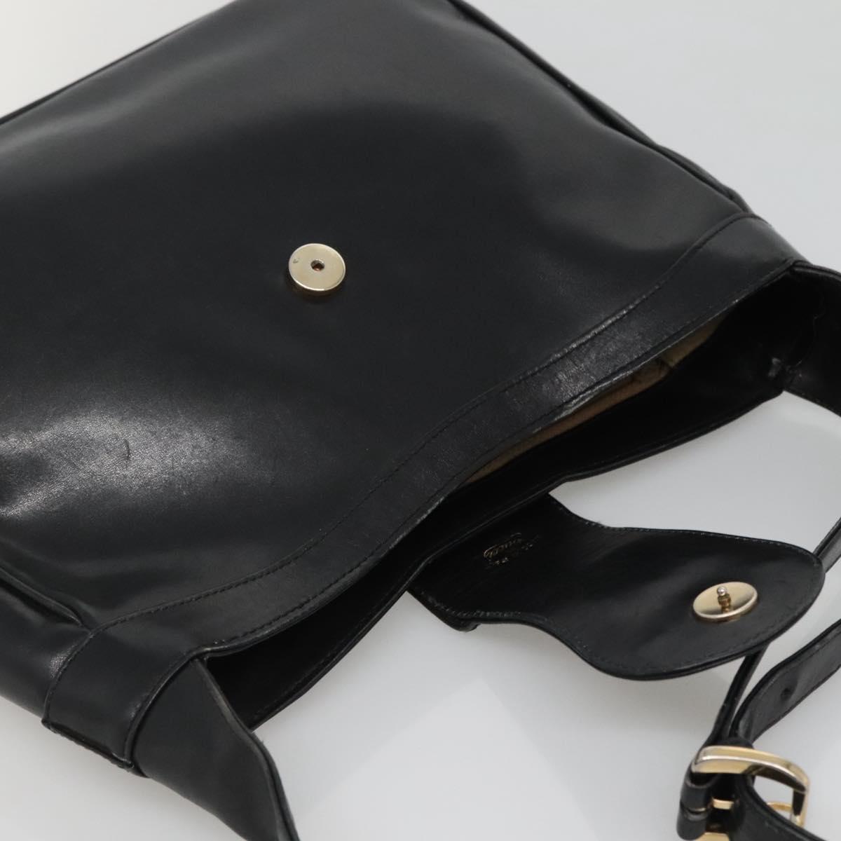 GUCCI Web Sherry Line Shoulder Bag Leather Black Red Green Auth yk19474