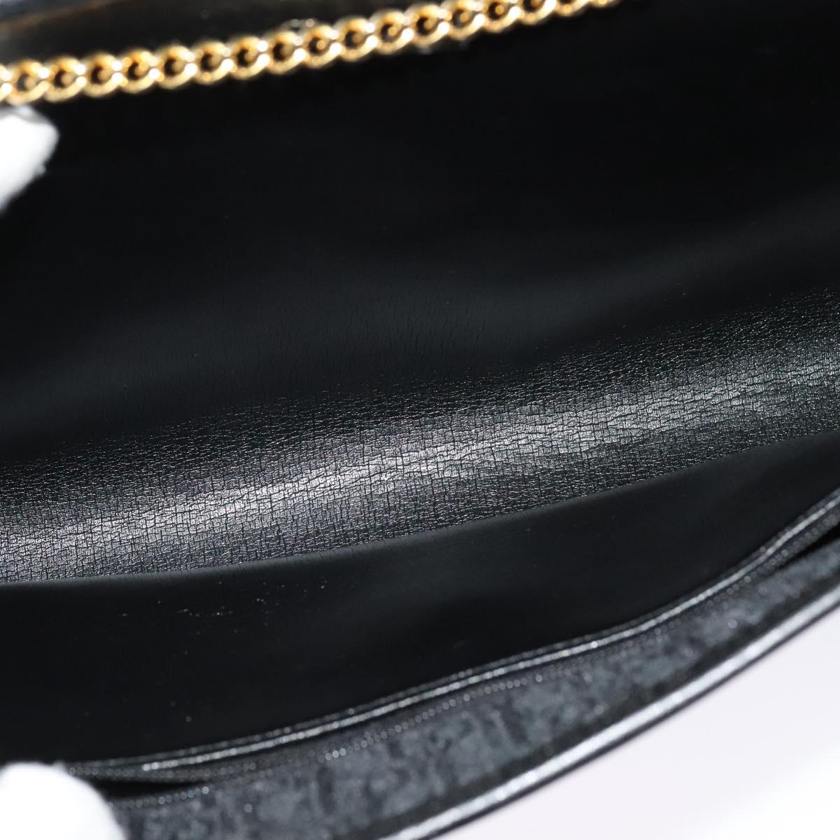 Christian Dior Trotter Canvas Chain Shoulder Bag Black Gold Auth yk19482
