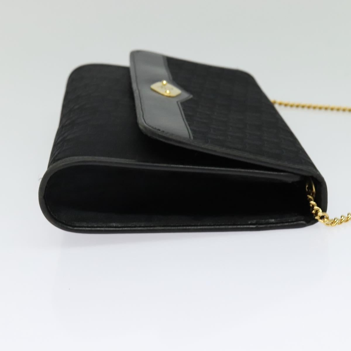 Christian Dior Trotter Canvas Chain Shoulder Bag Black Gold Auth yk19482