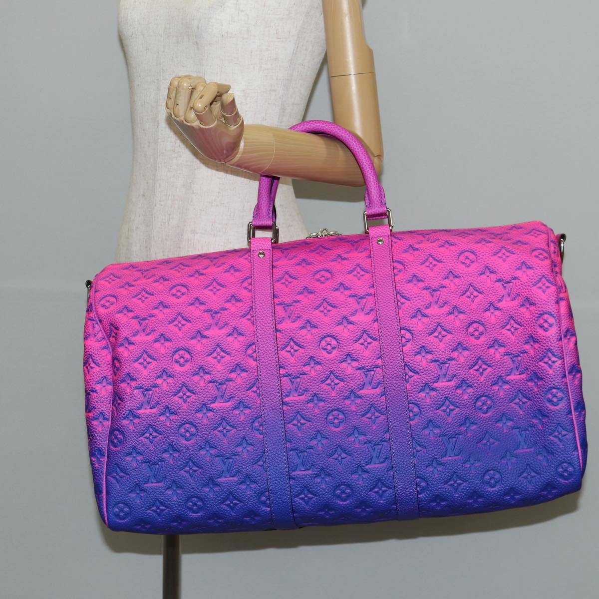 LOUIS VUITTON Taurillon Illusion Keepall Bandouliere 50 Bag M59713 Auth yk19483SM