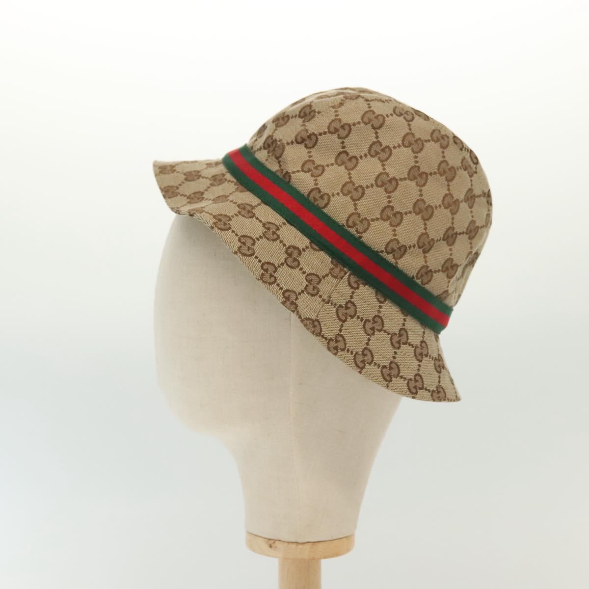 GUCCI GG Canvas Web Sherry Line Hat M Beige Red Green 411790 Auth yk19494