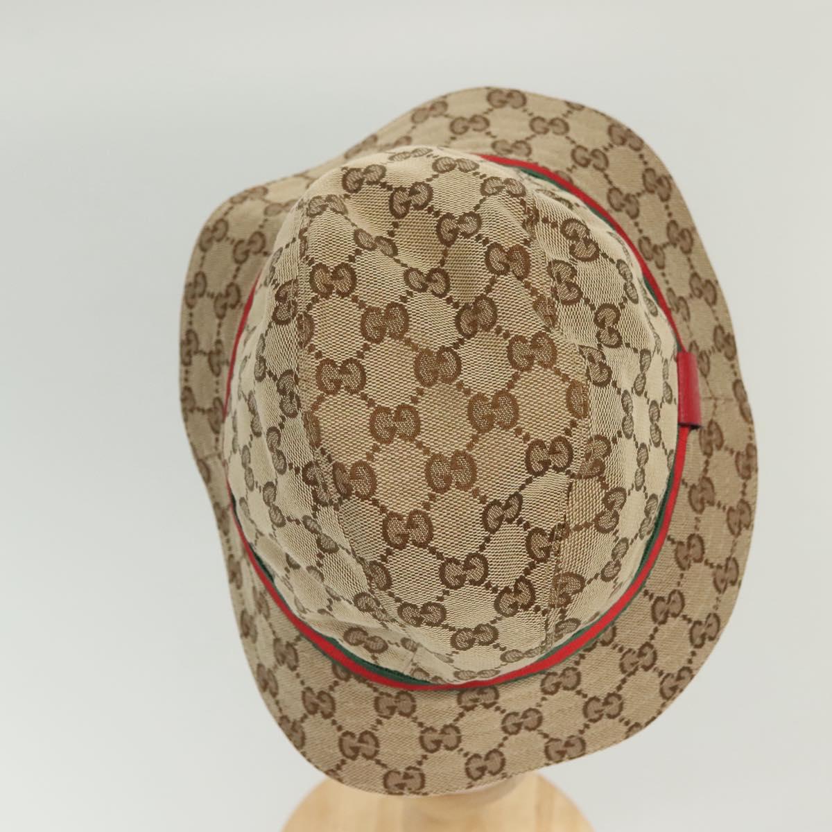 GUCCI GG Canvas Web Sherry Line Hat M Beige Red Green 411790 Auth yk19494