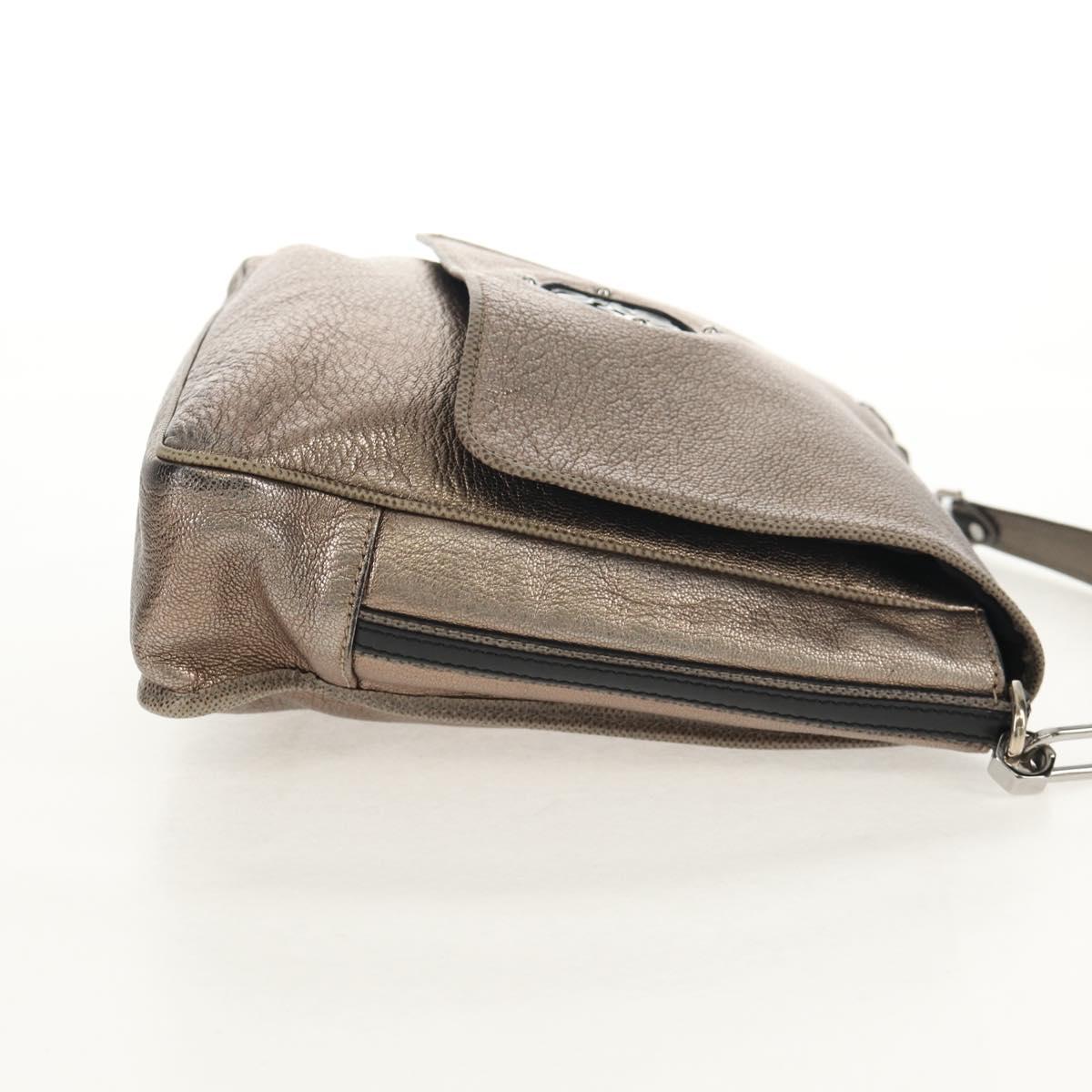 LOEWE Anagram Mya Shoulder Bag Leather Champagne Gold Gold Auth yk19500V