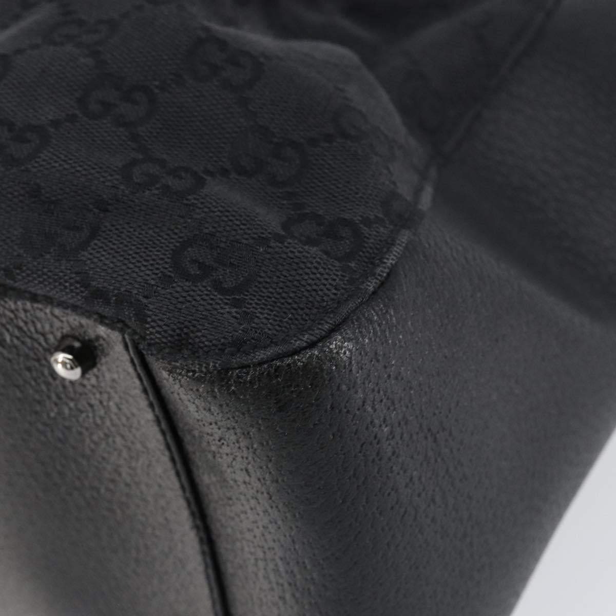 GUCCI GG Canvas Tote Bag Black Silver 115015 Auth yk19501