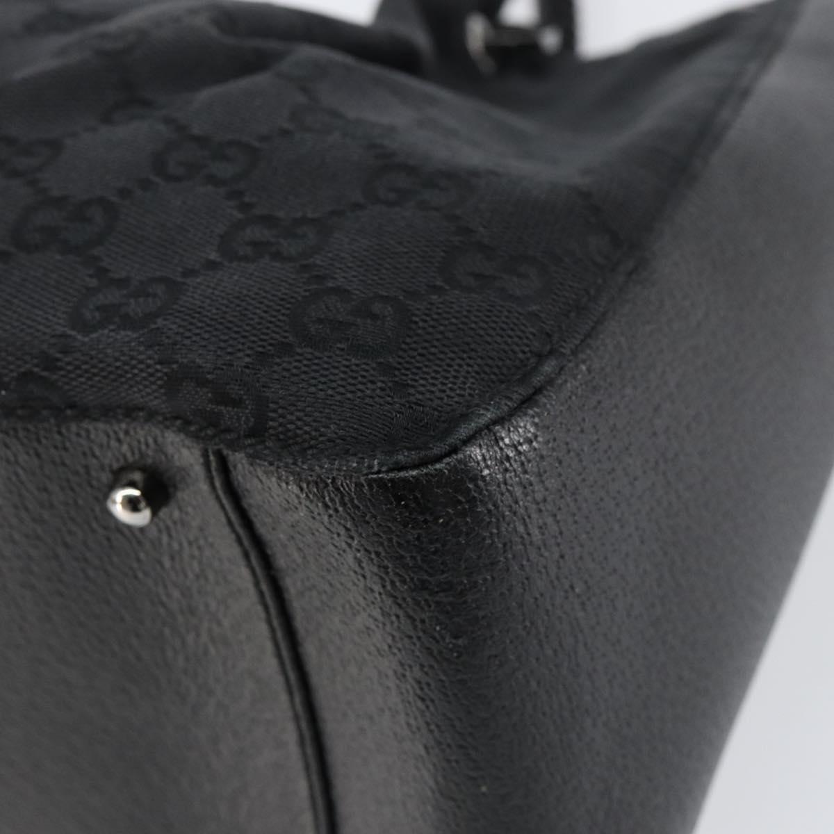 GUCCI GG Canvas Tote Bag Black Silver 115015 Auth yk19501