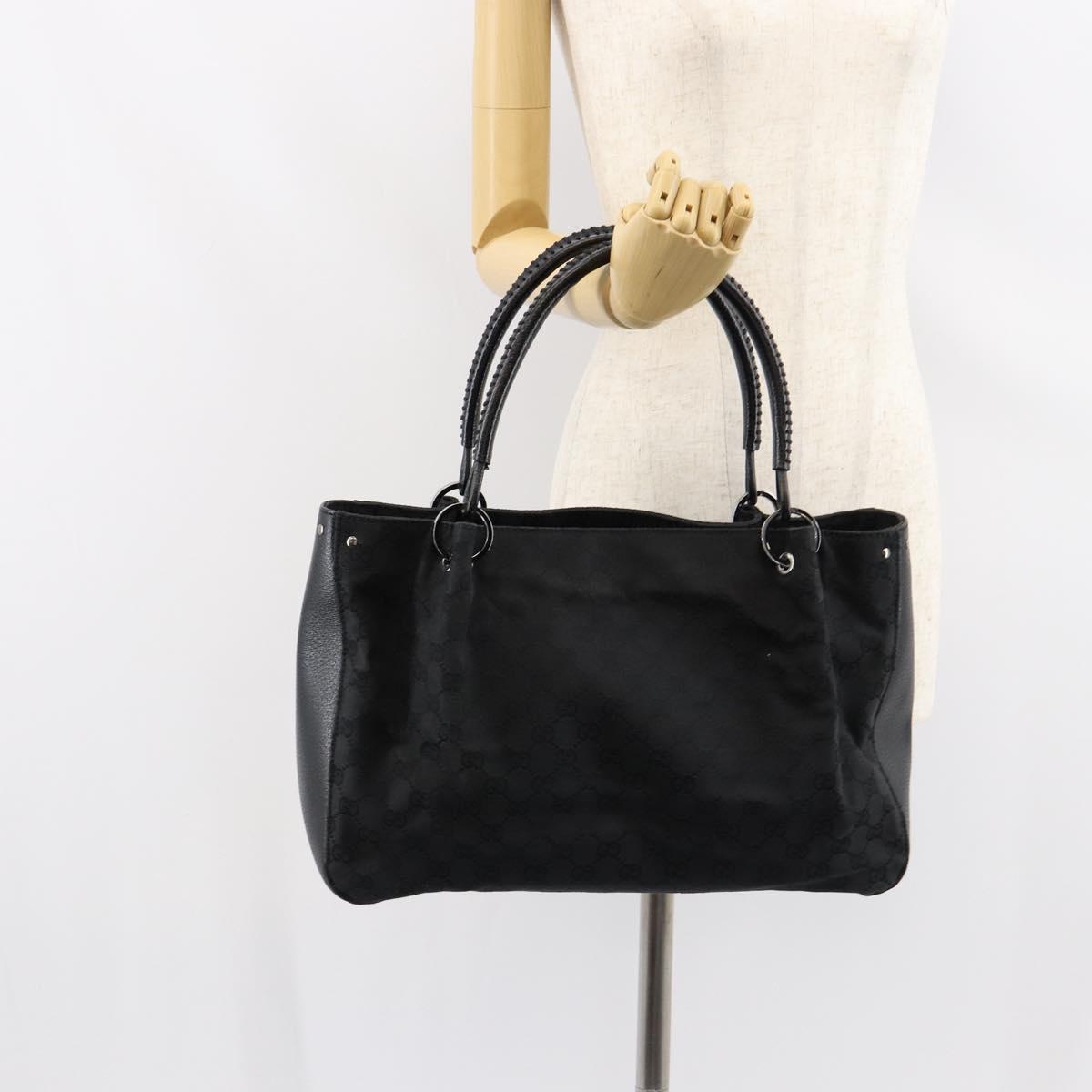GUCCI GG Canvas Tote Bag Black Silver 115015 Auth yk19501