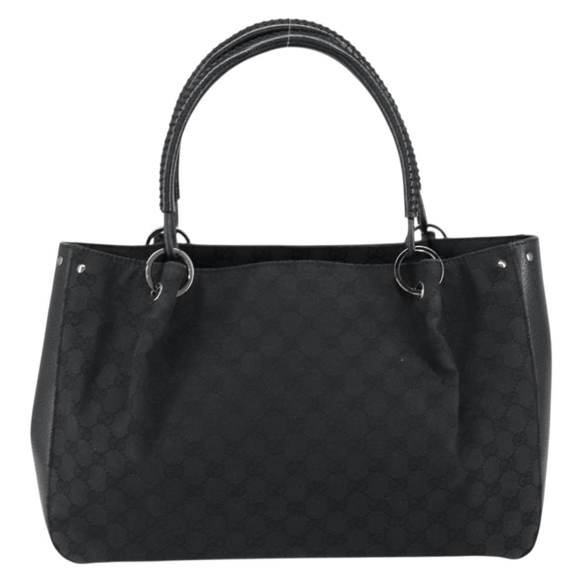 GUCCI GG Canvas Tote Bag Black Silver 115015 Auth yk19501