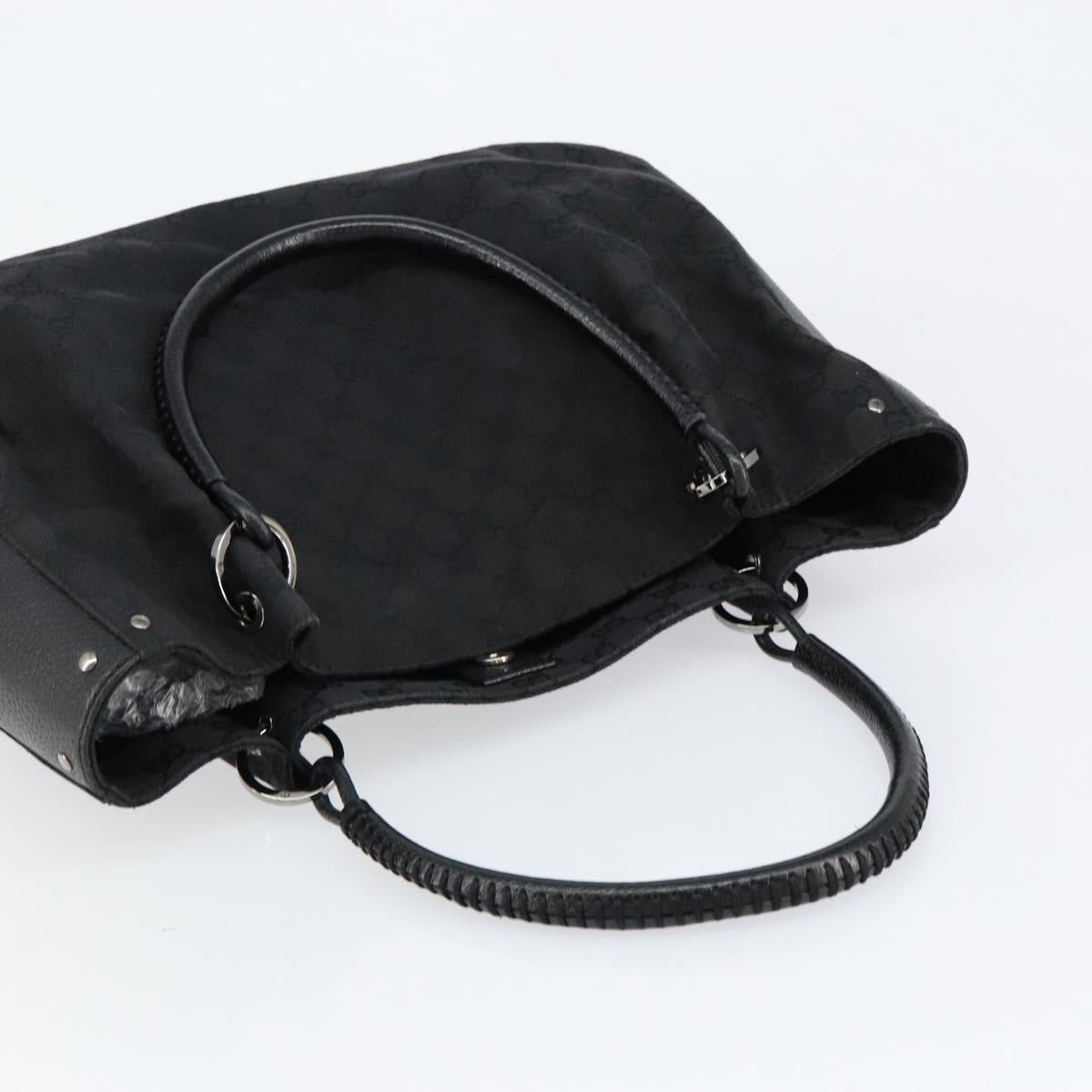 GUCCI GG Canvas Tote Bag Black Silver 115015 Auth yk19501