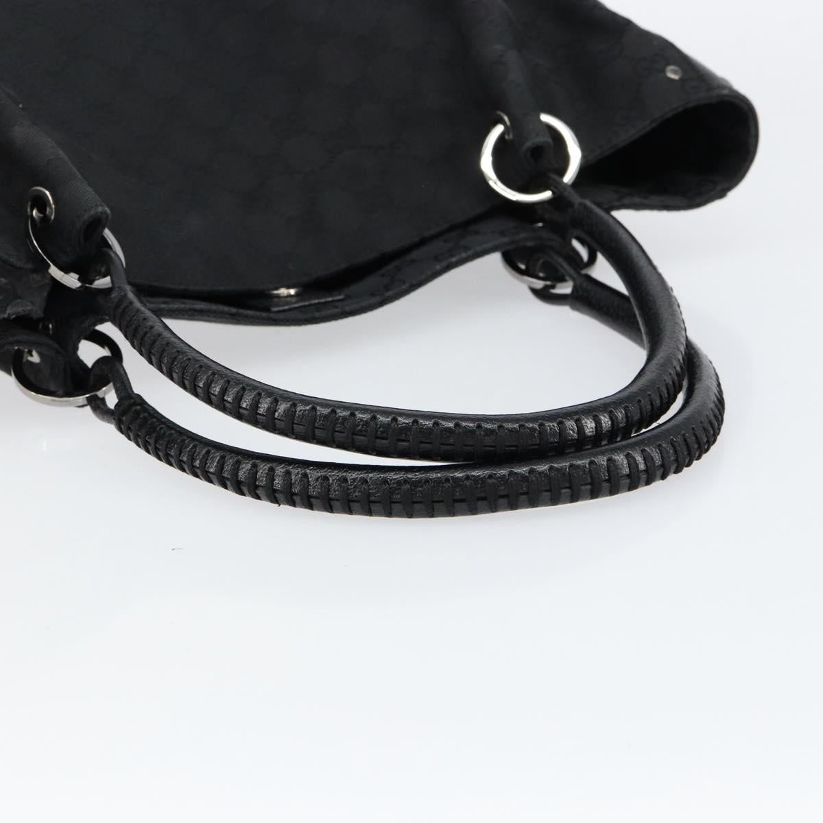 GUCCI GG Canvas Tote Bag Black Silver 115015 Auth yk19501