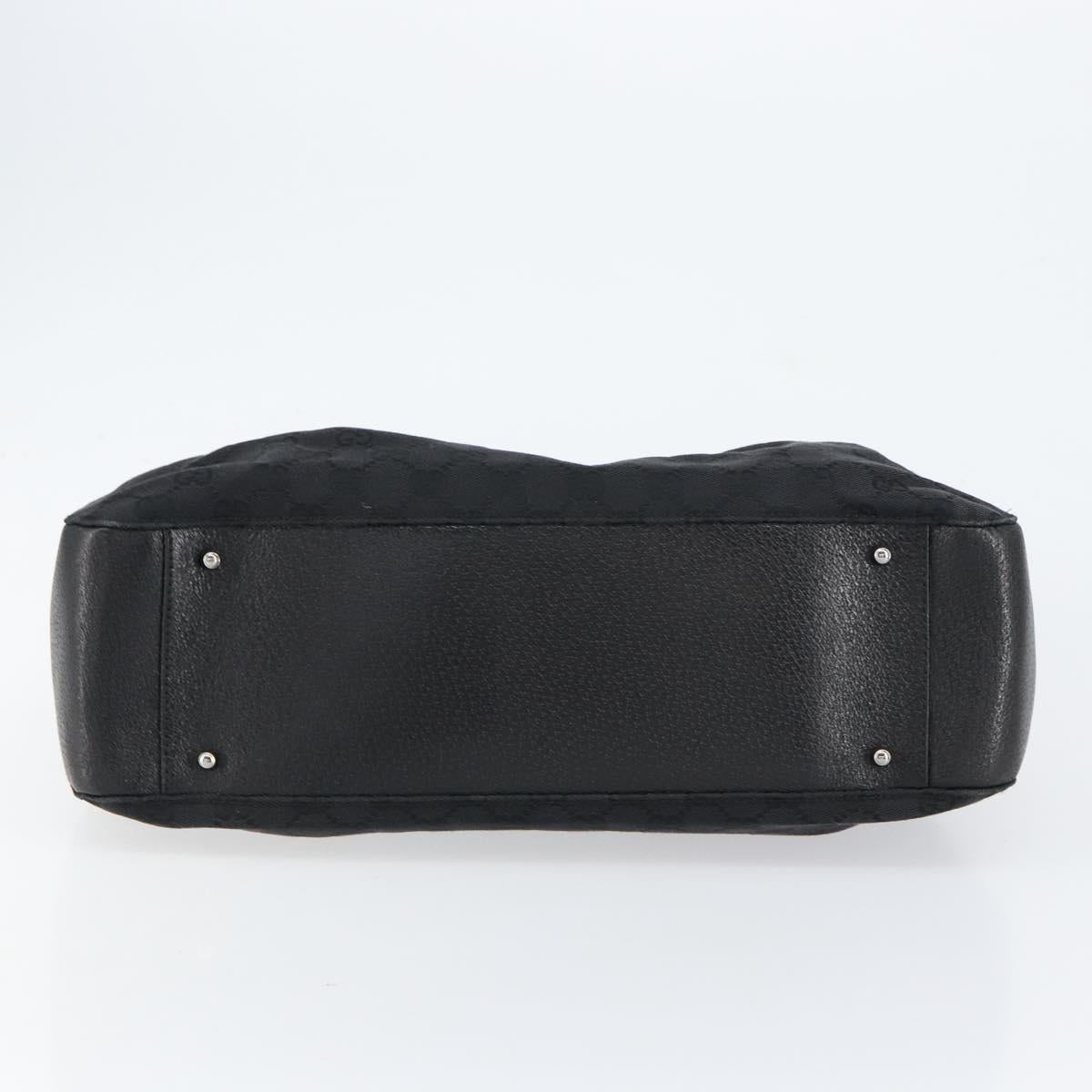 GUCCI GG Canvas Tote Bag Black Silver 115015 Auth yk19501