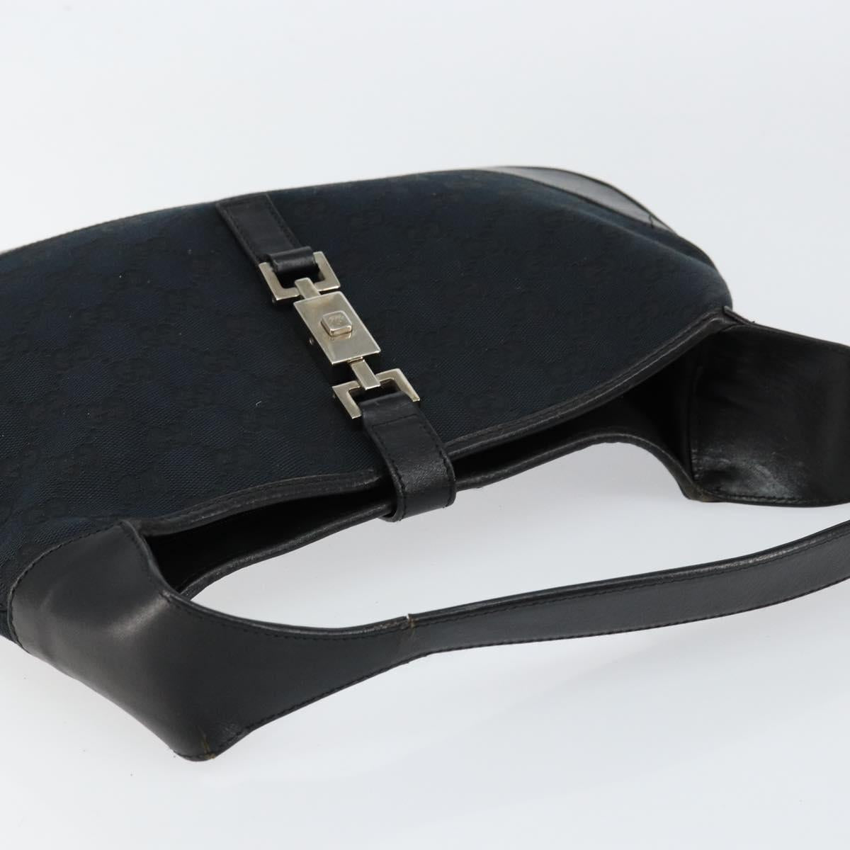 GUCCI GG Canvas Jackie Shoulder Bag Black Silver 001 3306 Auth yk19505