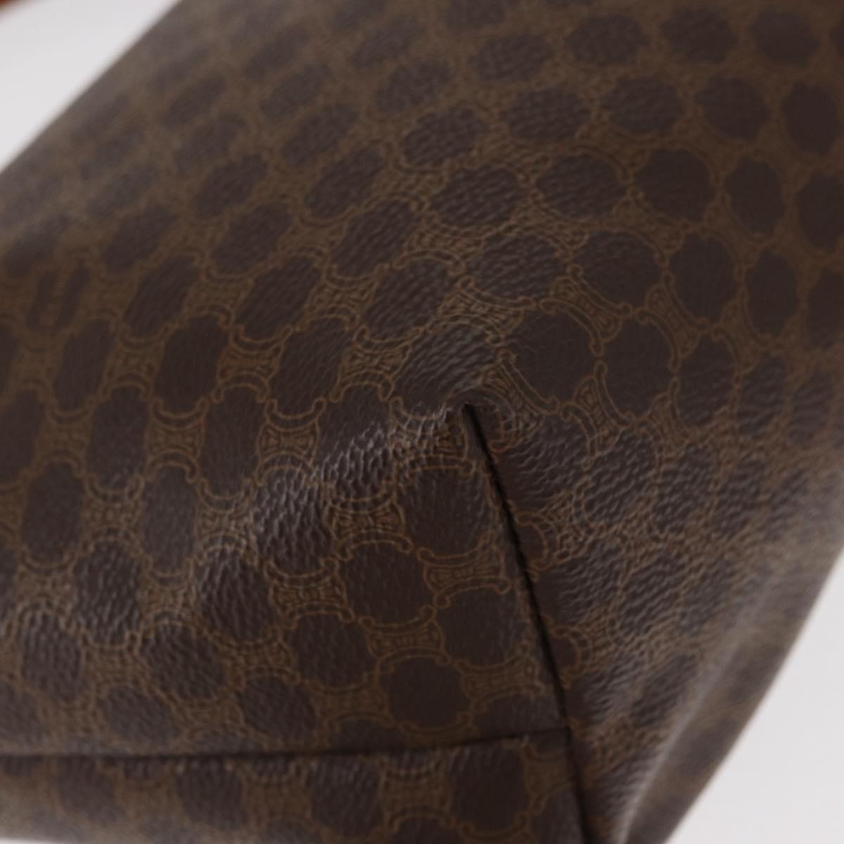 CELINE Macadam Canvas Hand Bag PVC Leather Brown Gold Auth yk19506V